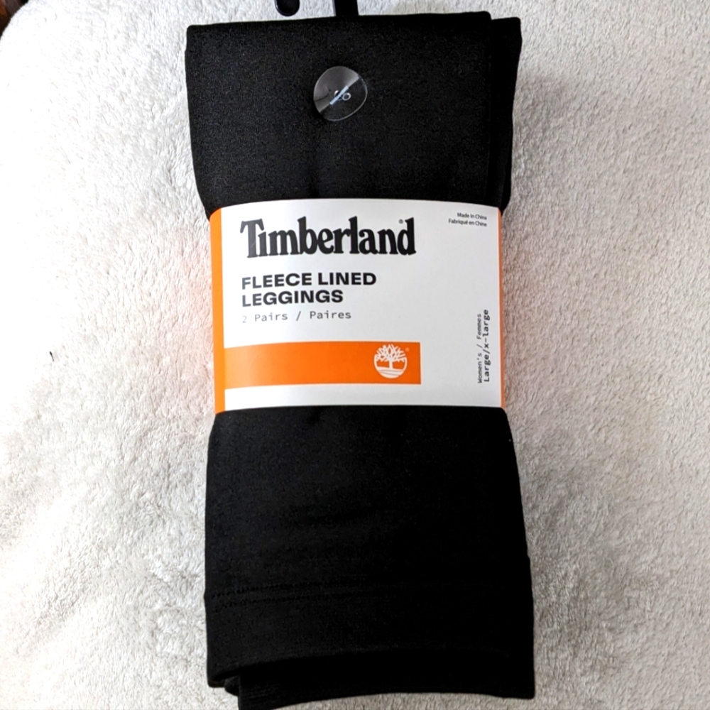 NWT Timberland Fleece Lined Leggings 2 Pair Large / X-Large Black